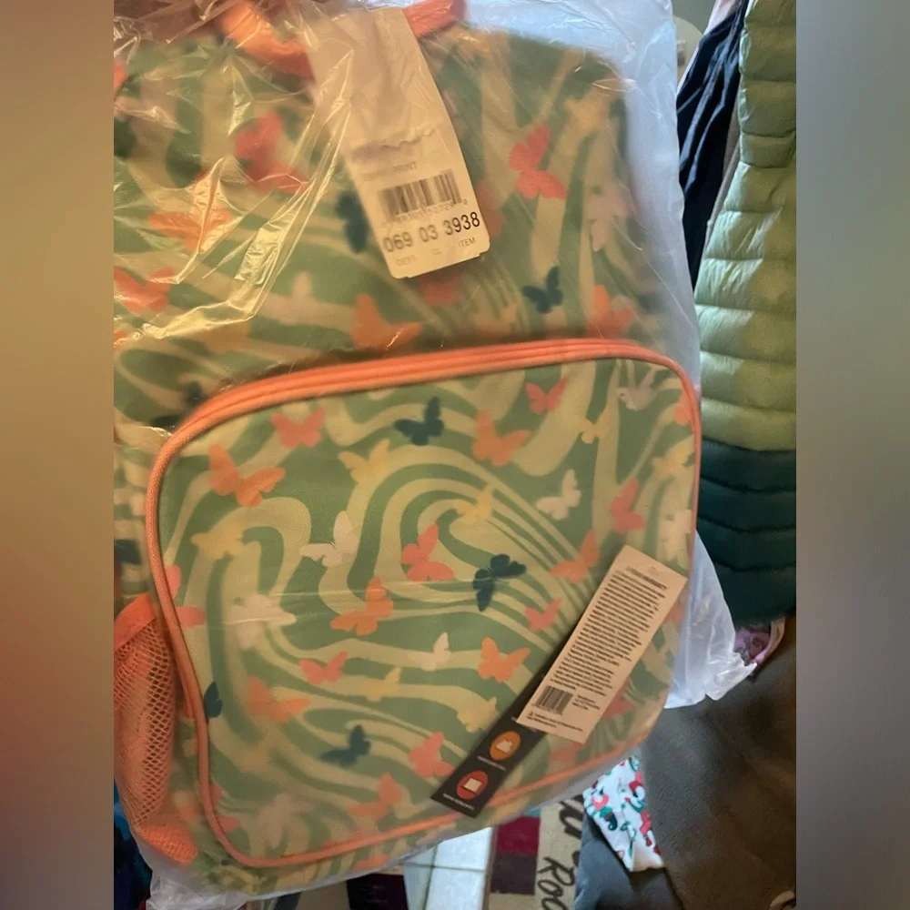 Aqua Blue and Pink Butterfly Laptop Back Pack, NWT